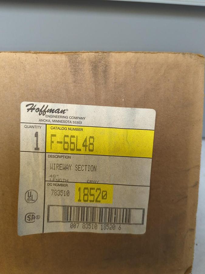 HOFFMAN,F-66L48,STRAIGHT WIREWAY SECTION 48 INCH LENGTH MISSING BOX NOS