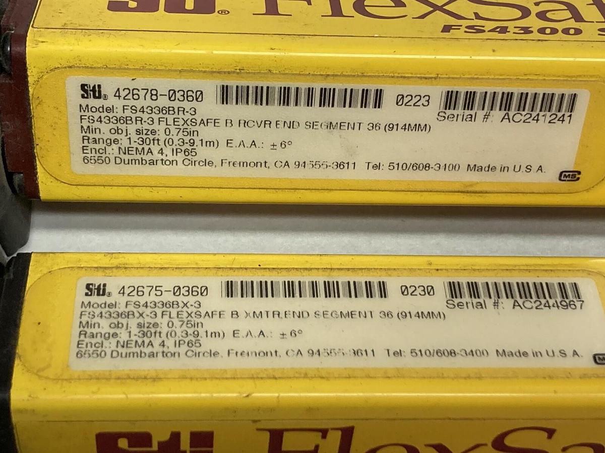 Used STI,FS4336BR-3 Reciever/FS4336BX-3 Emitter,Safety Light Curtain