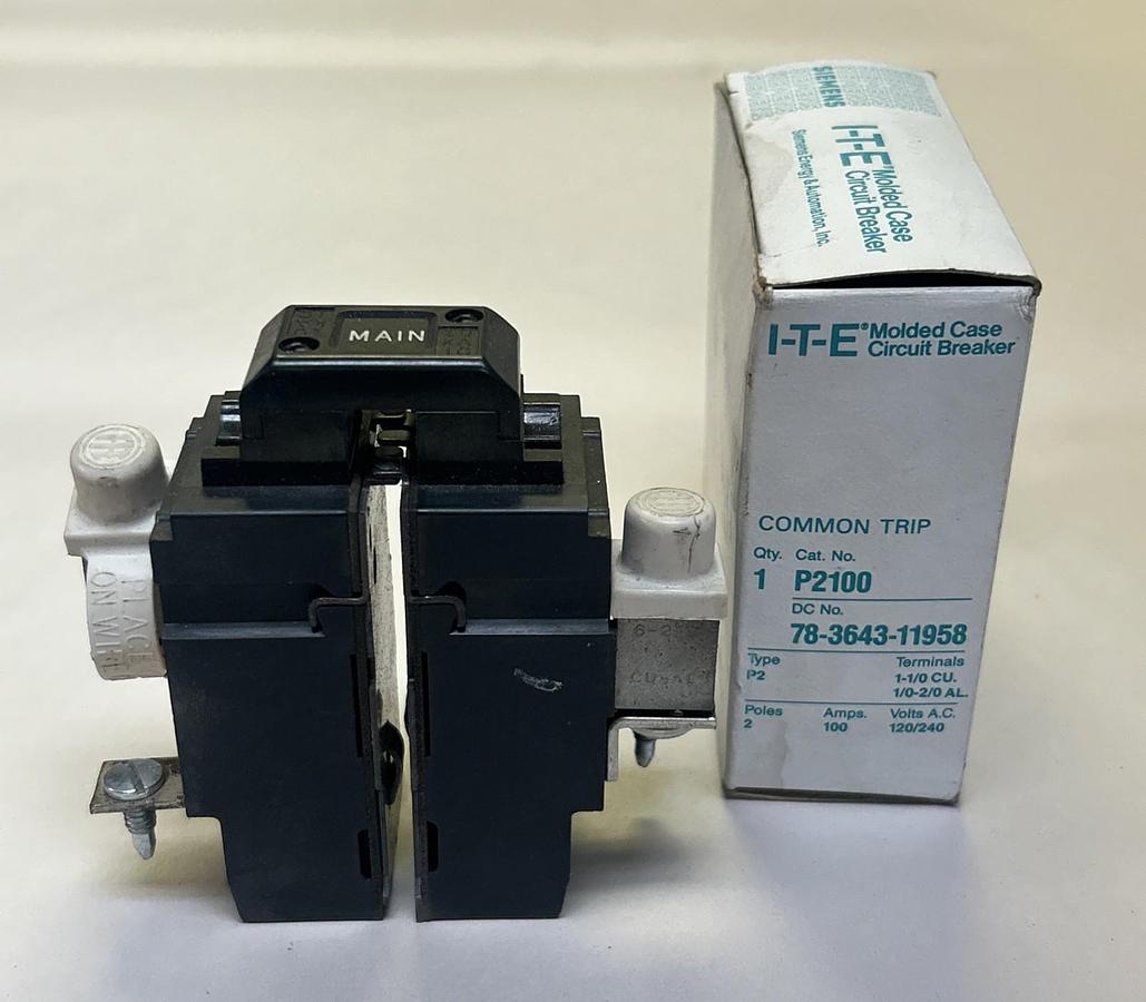 ITE,P2100,PUSHMATIC CIRCUIT BREAKER 100A 120/240V 2P NOS