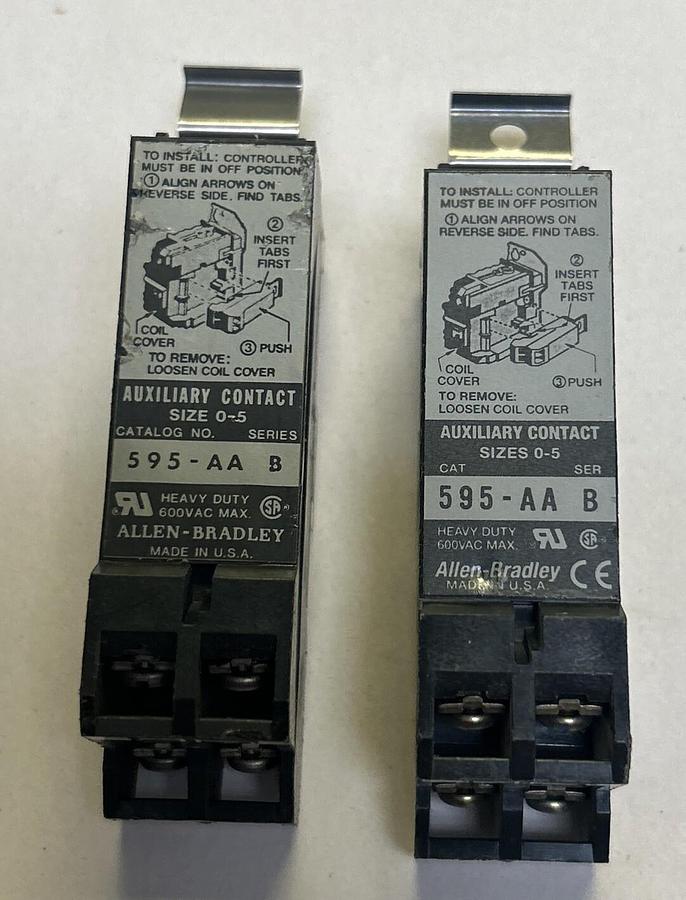 Used ALLEN BRADLEY,595-AA,AUXILIARY CONTACT SIZE 0-5 LOT OF 2
