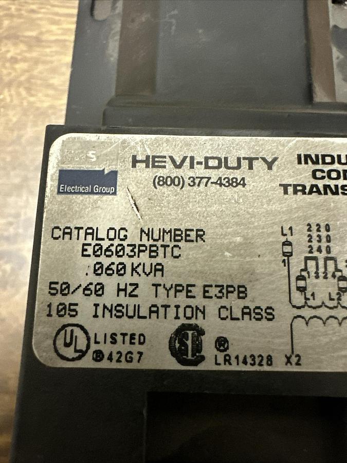 Used Hevi-Duty,E0603PBTC,Industrial Control Transformer