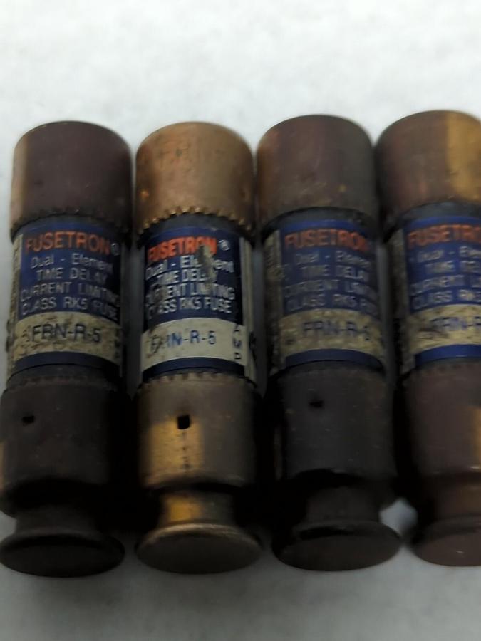 Used COOPER BUSSMANN,FRN-R-5,FUSETRON 5 AMP FUSE LOT OF 5 PRE-OWNED