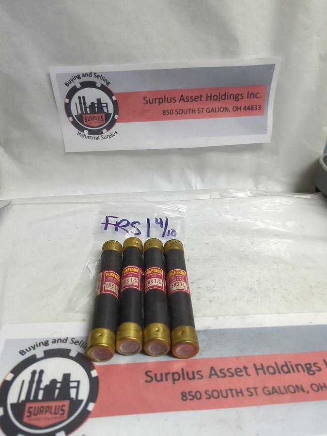 Used COOPER BUSSMANN,FRS-1-4/10,FUSETRON 1-4/10 AMP FUSE LOT OF 4 PRE-OWNED