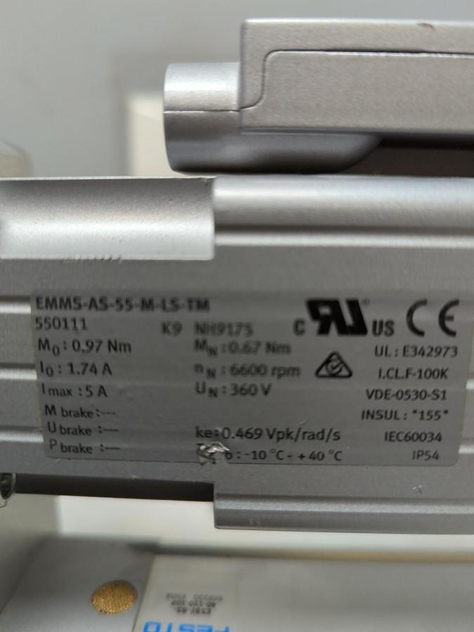 FESTO,EMMS-AS-55-M-LS-YM,MOTOR & ESBF-BS-40-110-10P ACTUATOR ASSEMBLY NOS