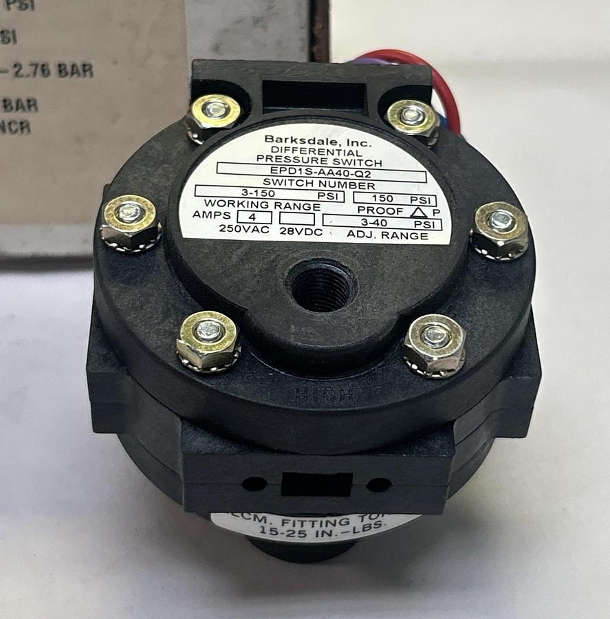 BARKSDALE,EPD1S-AA40-Q2,PRESSURE SWITCH 3-150PSI NOS