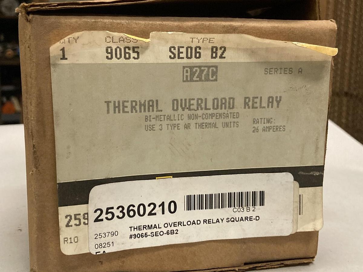 Used Square D,Class 9065 Typer SE06 B2,Thermal Overload Relay 30-90 Amps