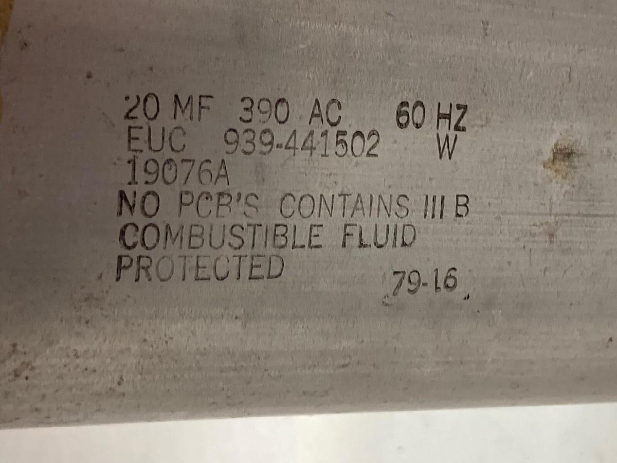 Used Unbranded,EUC 939-441502,Capacitor 20MP 390AC 60Hz