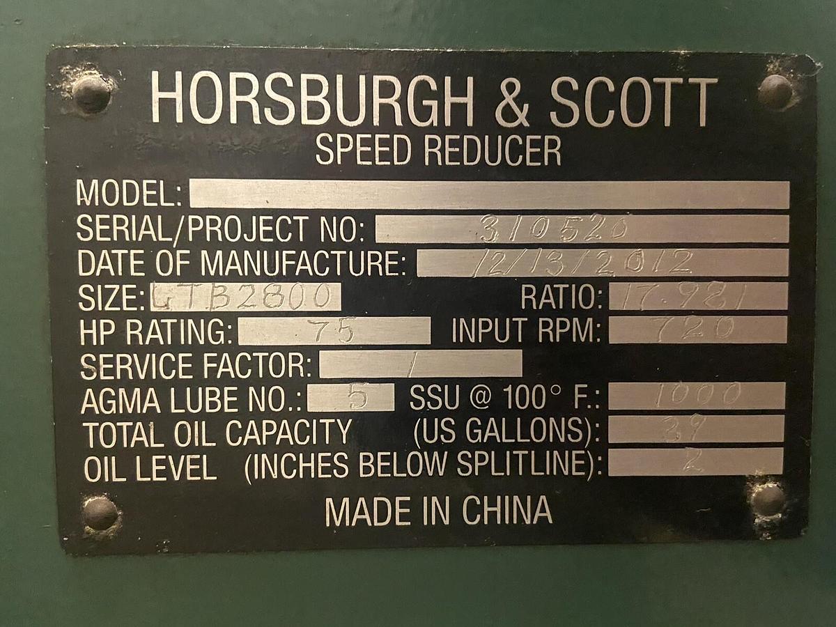 Used Horsburgh & Scott,LTB2800,GEAR REDUCER Ratio 17.981 Input RPM 720 Hp 75