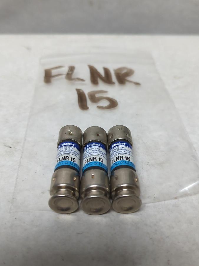 LITTELFUSE,FLNR-15,TIME-DELAY 15 AMP FUSE LOT OF 3 NOS