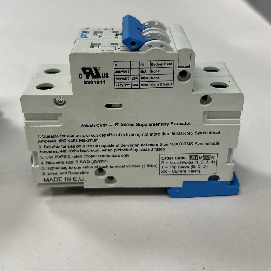 Used ALTECH,E301611,CIRCUIT BREAKER 8AMP 277V 2P LOT OF 4