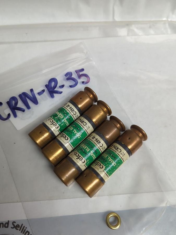 Used CEFCO,CRN-R-35,DUAL ELEMENT 35 AMP FUSE LOT OF 4 PRE-OWNED