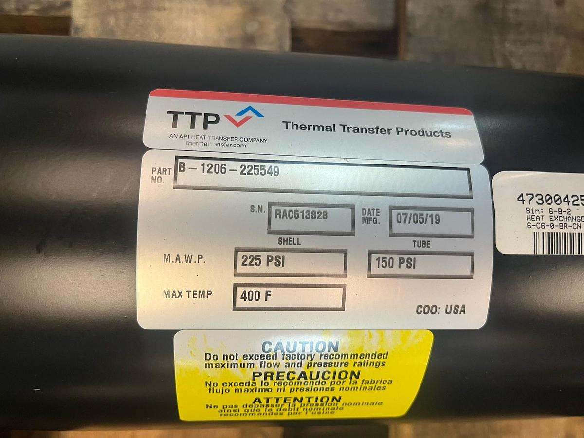 TTP THERMAL TRANSFER,B-1206-225549,SHELL AND TUBE 6" AND 54" HEAT EXCHANGER