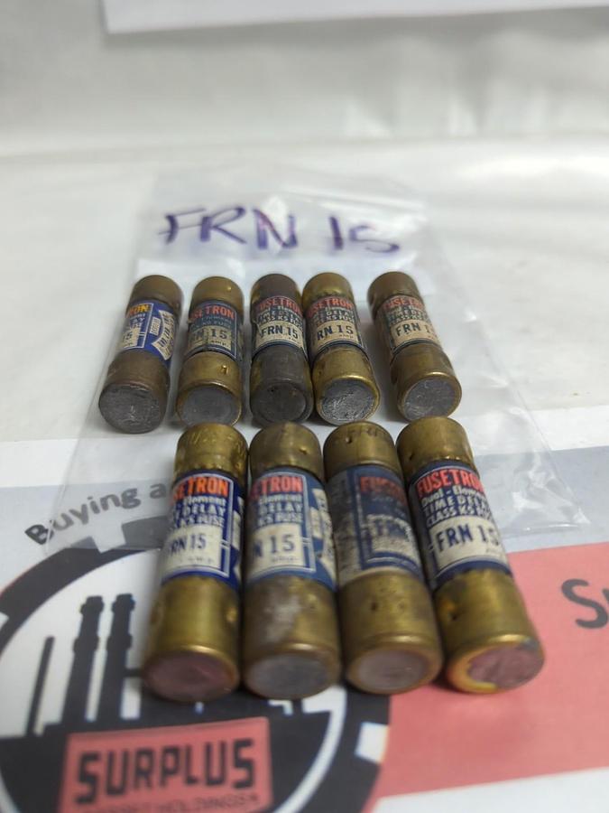 Used COOPER BUSSMANN,FRN-15,FUSETRON 15 AMP FUSE LOT OF 9 PRE-OWNED