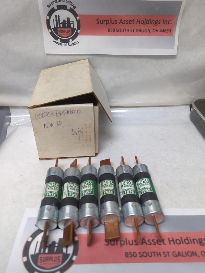 Used COOPER BUSSMANN,NON 80,ONE-TIME 80 AMP FUSE LOT OF 6 PRE-OWNED