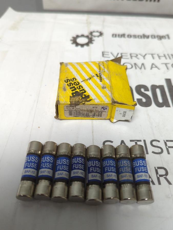 COOPER BUSSMANN,BAF-10,FAST ACTING 10 AMP FUSES BOX OF 8 NOS