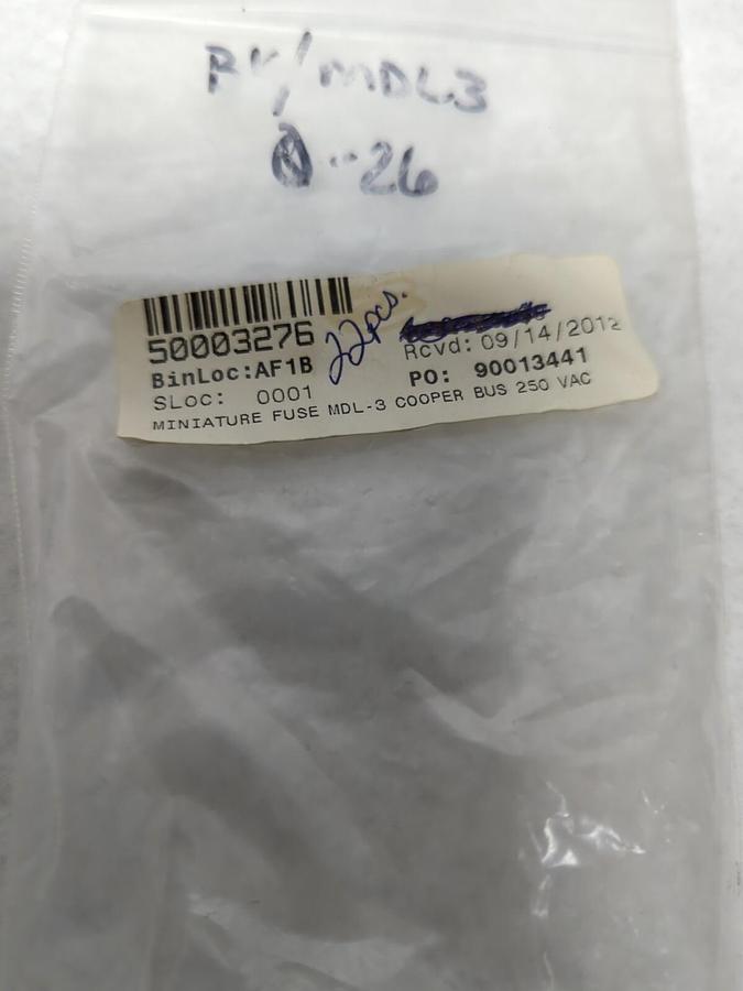 COOPER BUSSMANN,MDL-3,GLASS FUSES LOT OF 22 NOS