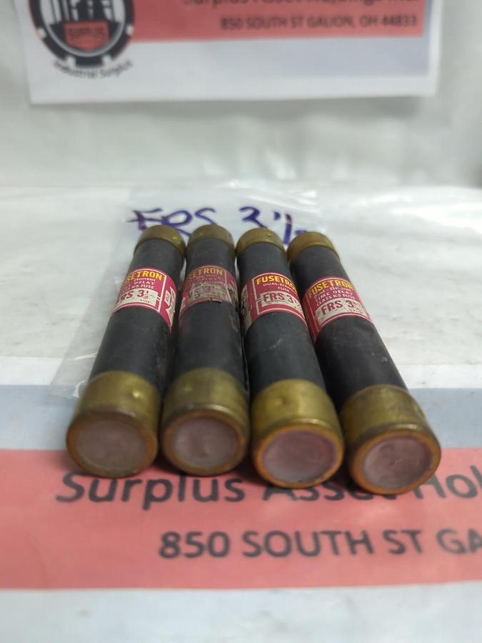 Used COOPER BUSSMANN,FRS-3-1/2,FUSETRON 3-1/2 AMP FUSE LOT OF 4 PRE-OWNED