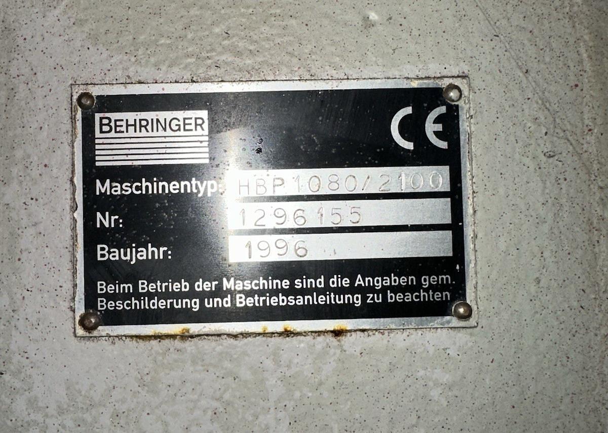 Used Behringer,HBP1080/2100,Horizontal Bandsaw