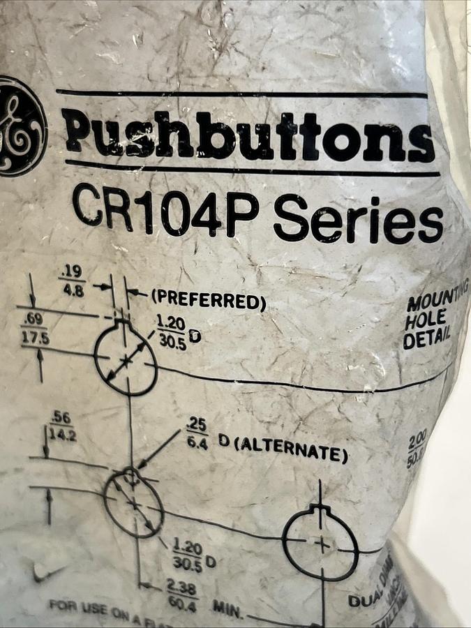 GENERAL ELECTRIC,CR104P,BLACK MUSHROOM HEAD PUSH BUTTON NOS