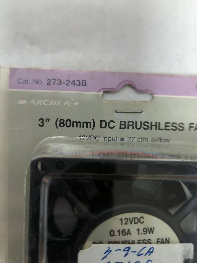 ARCHER,273-243B,DC BRUSHLESS FAN 3 INCH NOS