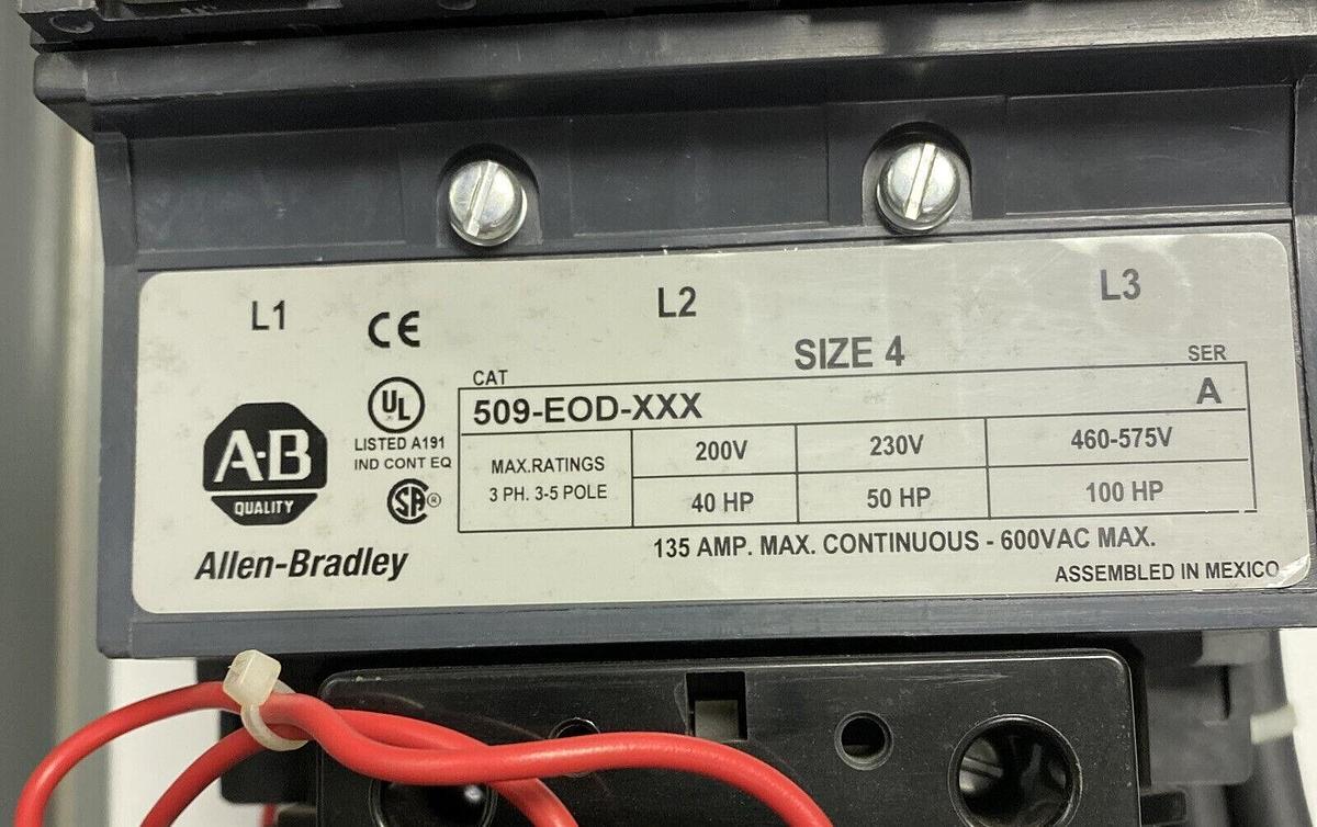ALLEN BRADLEY,513-EFB-6P-50,SER 1 COMBINATION STARTER SIZE 4 W/ 250A BREAKER NOS