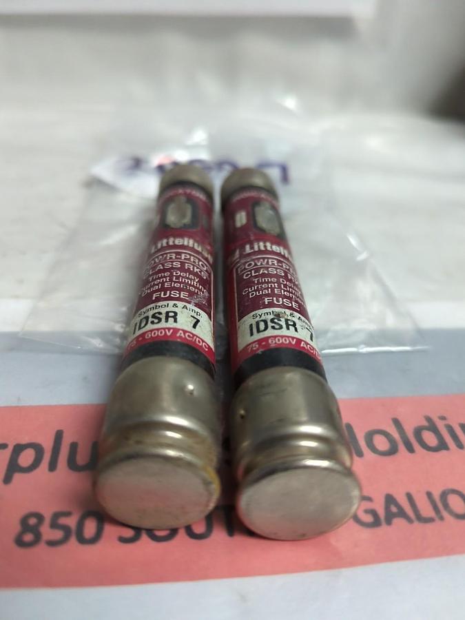 Used LITTELFUSE,IDSR7,INDICATOR 7 AMP FUSE LOT OF 2 PRE-OWNED