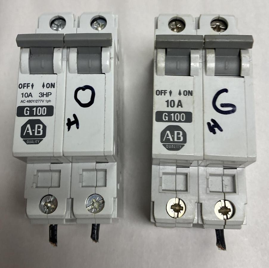 Used Allen Bradley,1492-CB,Two Pole Circuit Breaker 10 Amp Lot Of 2