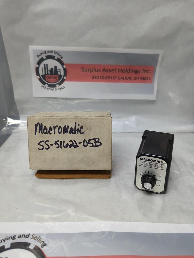 Used MACROMATIC,SS-51622-05B,TIME DELAY OFF RELAY 10 AMP 120 VAC/DC PRE-OWNED