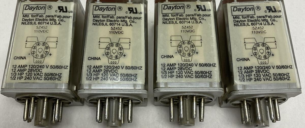Used Dayton,5Z452,Plug In Relay Lot Of 4