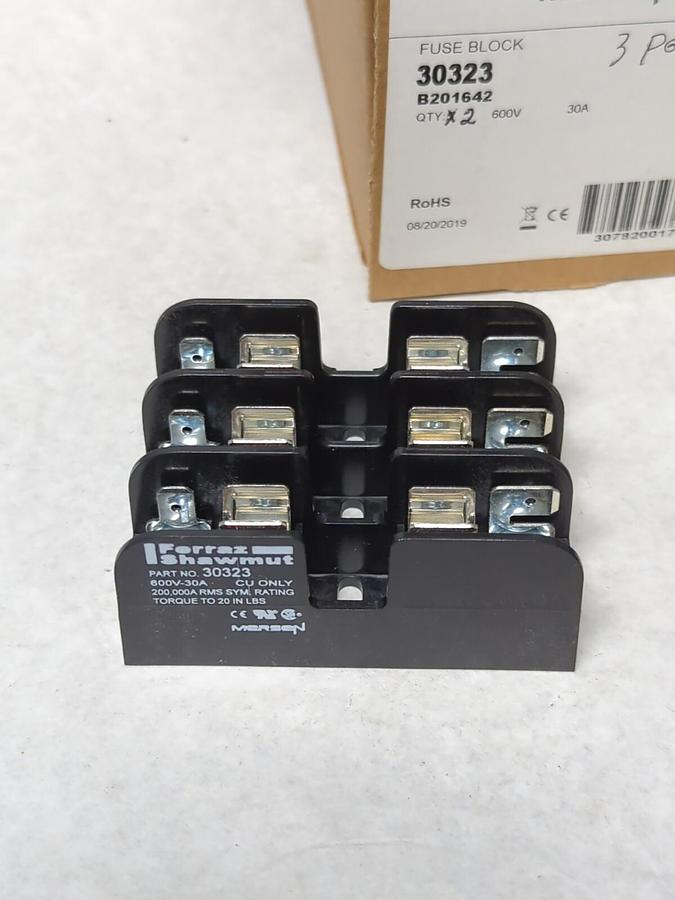 MERSEN,30323,FUSE BLOCK/HOLDER 600V 30A 3-POLE LOT OF 2 NOS