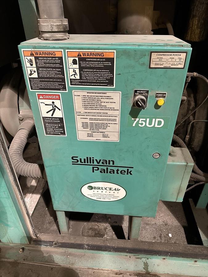 Used Sullivan Palatek,75UD,Rotary Screw Air Compressor 75Hp 460V 3PH