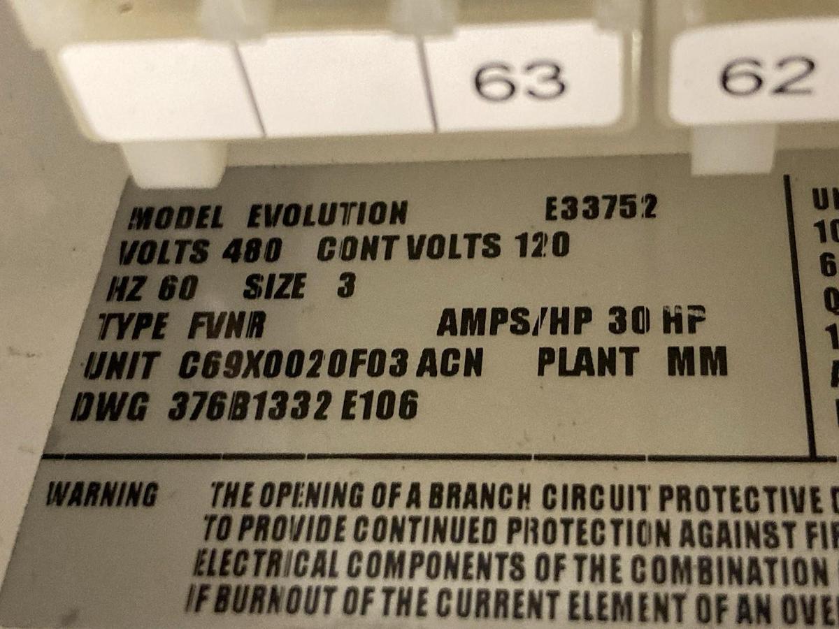 Used GE,E33752,Evolution Size 3 FVNR FUSED Starter MCC Bucket 60Hz 480V