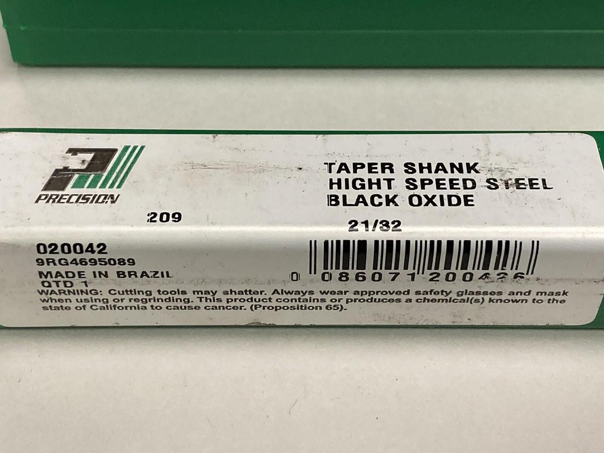 Precision,020042,21/32 INCH HSS Taper Shank Twist Drill Bit