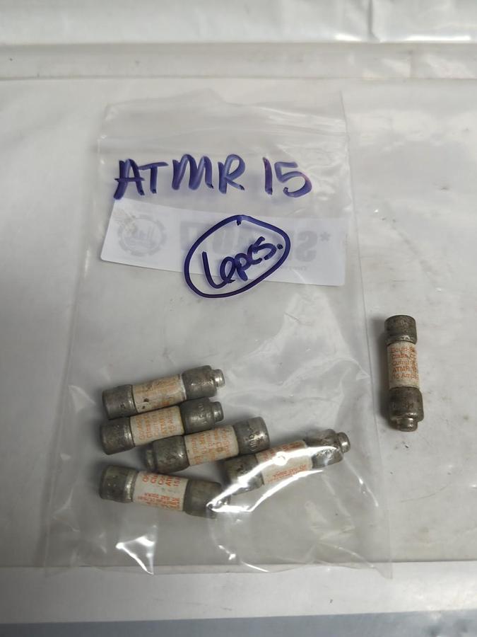 Used GOULD SHAWMUT,ATMR15,CLASS CC 15 AMP FUSE LOT OF 6 PRE-OWNED