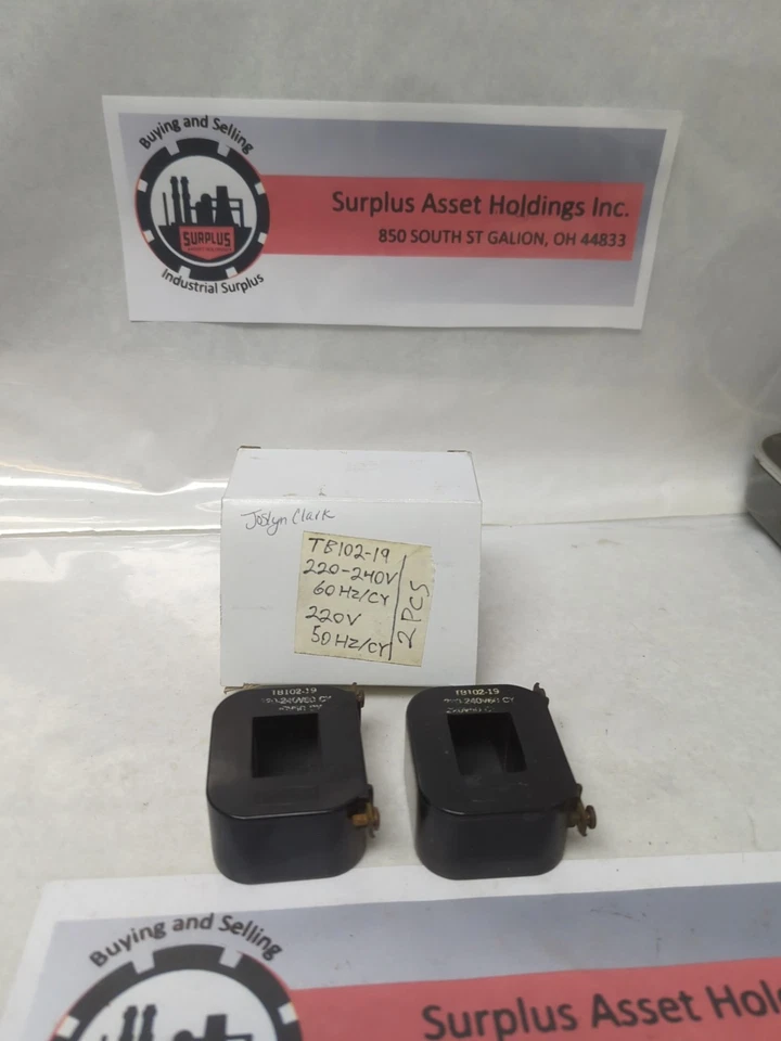 Used JOSLYN CLARK,TB102-19,COIL 220-240V 60HZ 220V 50HZ LOT OF 2 PRE-OWNED