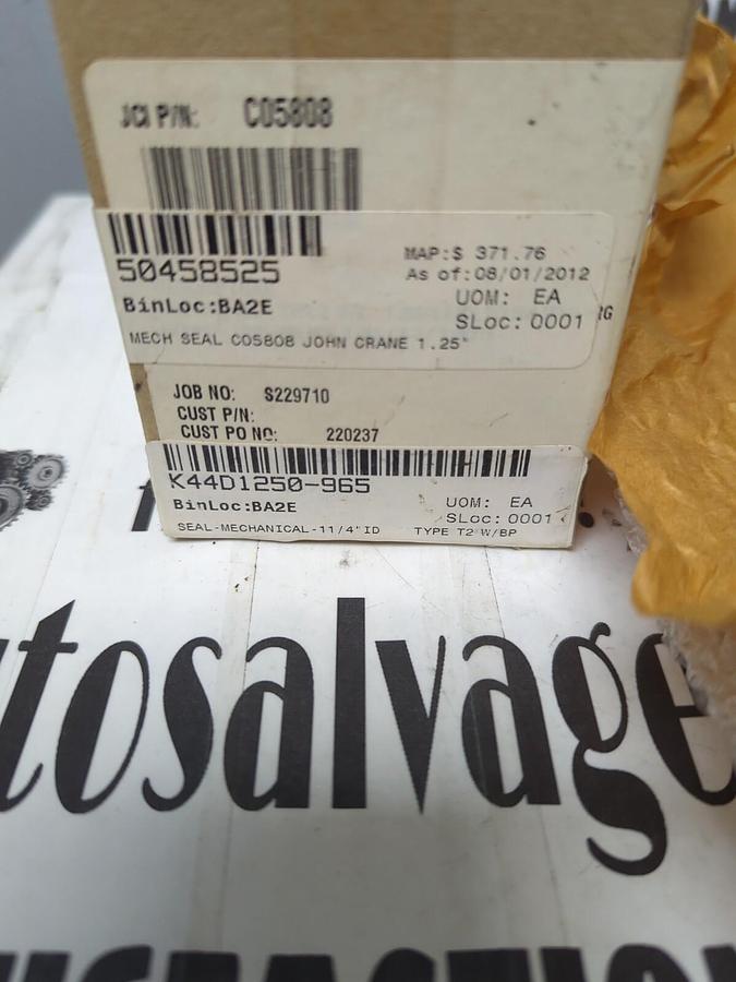 JOHN CRANE,C05808 1.25,TYPE T2 W/BP MECHANICAL SEAL NOS