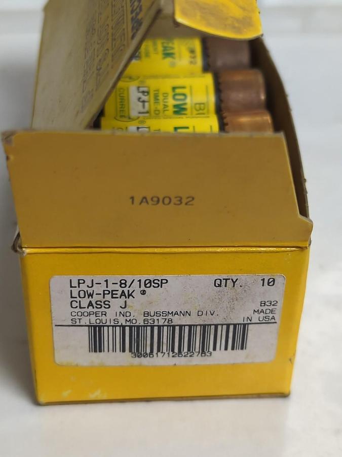 COOPER BUSSMANN,LPJ-1-8/10SP,LOW PEAK 8/10 AMP FUSES BOX OF 10 NOS