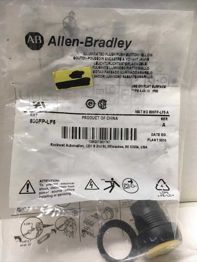 Allen-Bradley,800FP-LF5 Ill.,Flush Push Button Switch