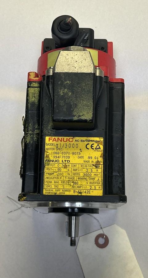 Used FANUC,A06B-0371-B075,AC SERVO MOTOR 2.5AMP 90VOLT 3000RPM