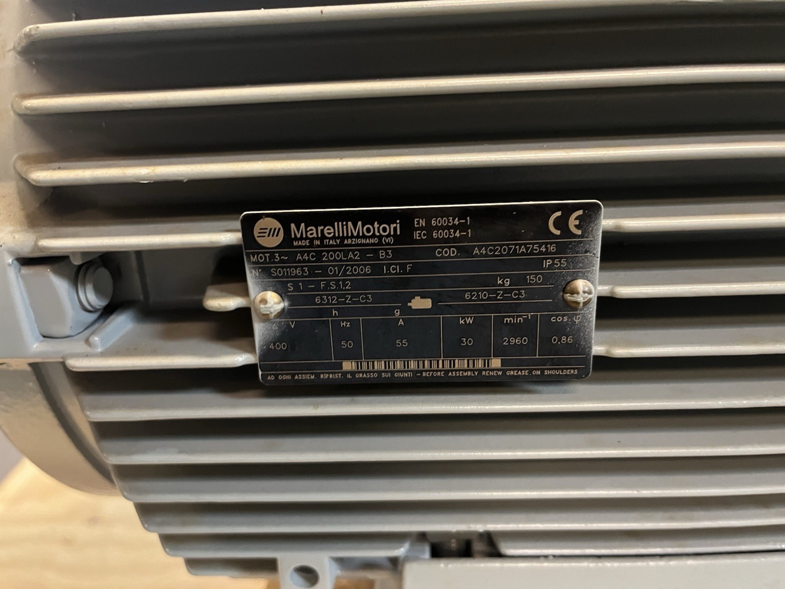 MARELLIMOTORI,A4C-200LA2-B3,MOTOR 400V 30kW 2960RPM