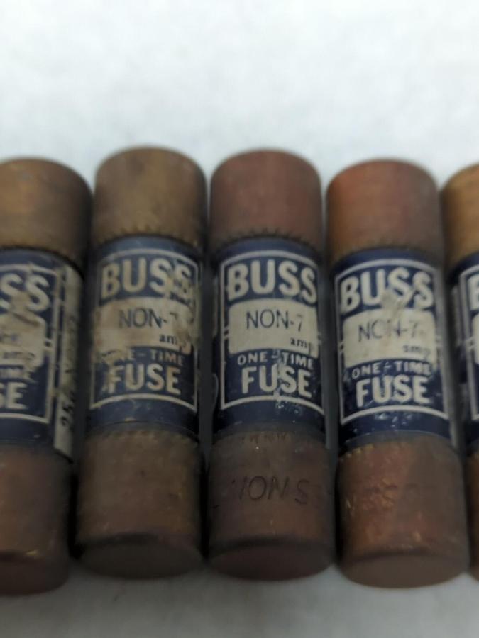 Used COOPER BUSSMANN,NON-7,ONE-TIME 7 AMP FUSE LOT OF 10 PRE-OWNED