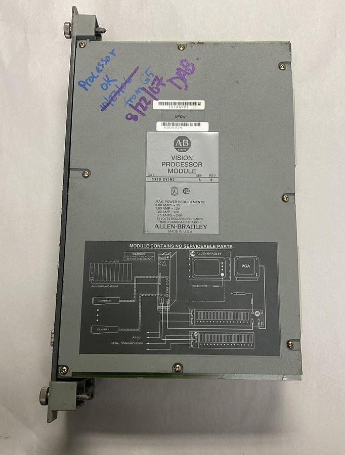 Used ALLEN BRADLEY,5370-CVIM2,SER A REV B VISION PROCESSOR MODULE