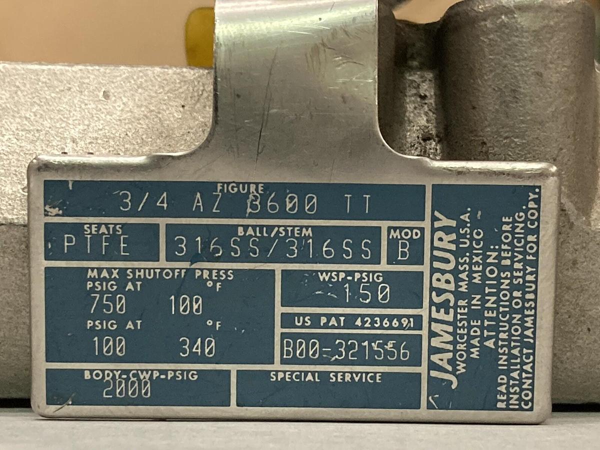 Used Jamesbury,AZ 3600 TT,3/4 INCH Stainless Valve Actuator