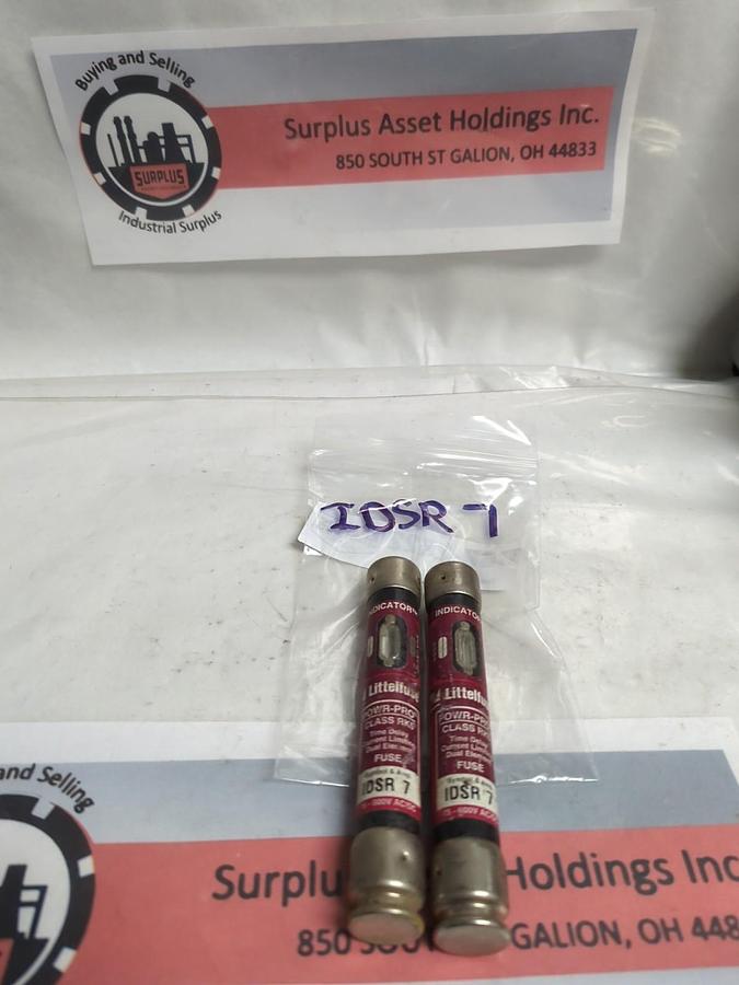 Used LITTELFUSE,IDSR7,INDICATOR 7 AMP FUSE LOT OF 2 PRE-OWNED