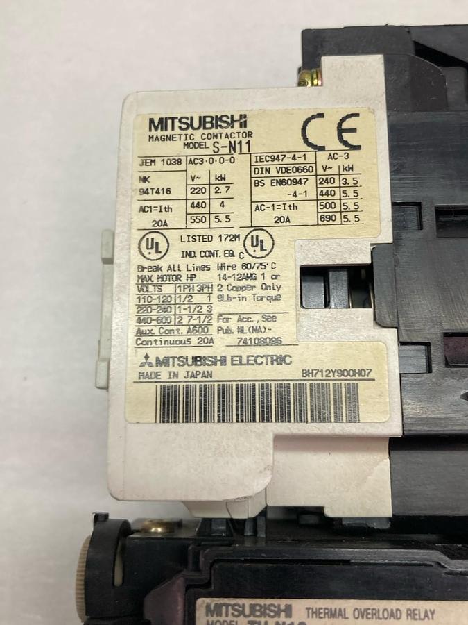 Used Mitsubishi,Model S-N11,Magnetic Contactor 20A