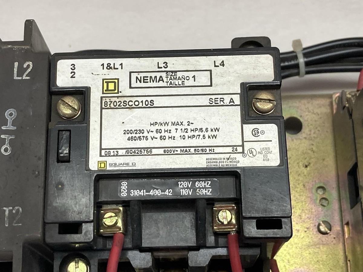 Used Square D,8702SCO10S,Nema Size 1 Magnetic Starter