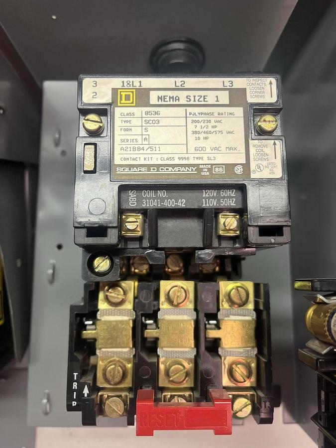 Used SQUARE D,MODEL 5,SIZE 1 MCC 8536SCO3 STARTER BUCKET 50A FAL34050 BREAKER
