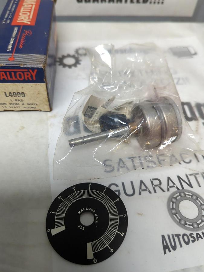 MALLORY,L4000,4000 OHM 4WATT/15WATT AUDIO POTENTIOMETER NOS