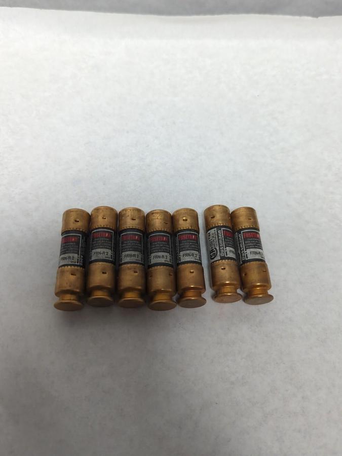 Used COOPER BUSSMANN,FRN-R-2,FUSETRON 2 AMP FUSE LOT OF 7 PRE-OWNED