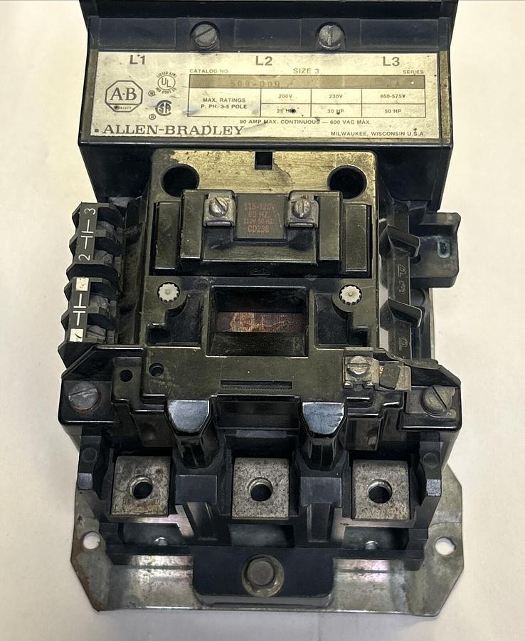 Used ALLEN-BRADLEY,509-D0D,NON-REVERSING STARTER SIZE 3 90A 600V